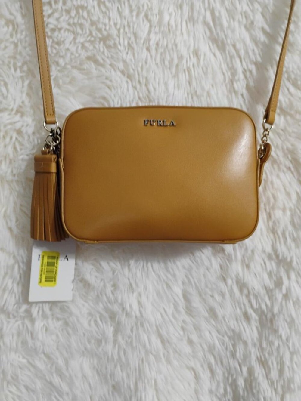 Furla Mini Crossbody Camera Bag - Calfskin Leather Tan Color